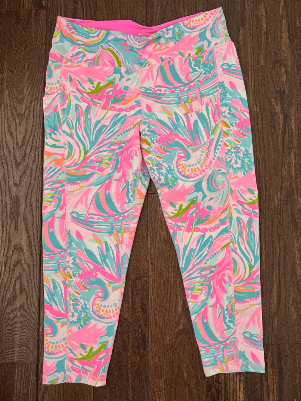 Lilly Pulitzer Sz XXL Weekender High Rise Midi Leggings Carnivale Coral